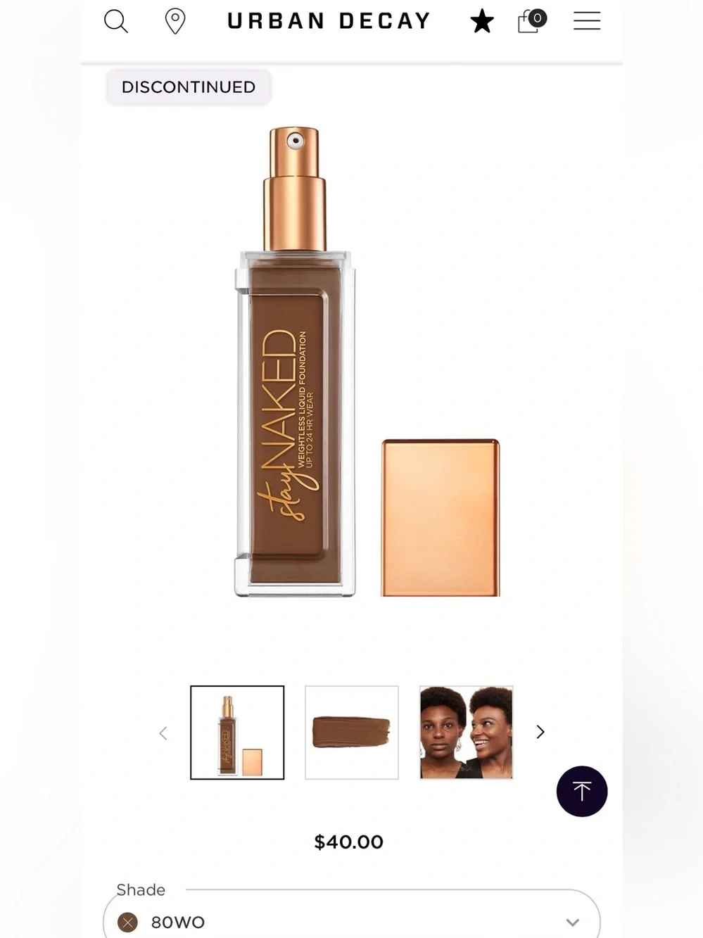 New in Box Urban Decay Stay Naked Liquid Foundation Box in 80WO